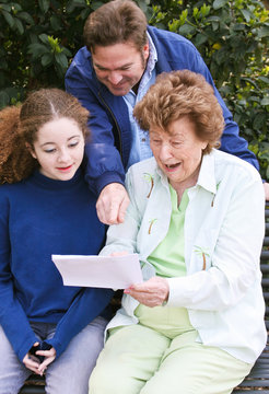 Family Reading Letter Together