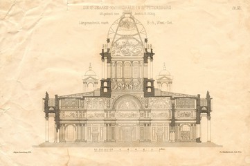 Draving of Saint Isaac's Cathedral (Saint Petersburg, Russia)