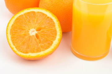 Orange juice and oranges
