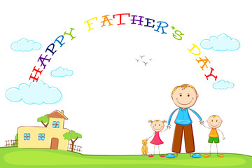 Father with Kids in Father's Day background