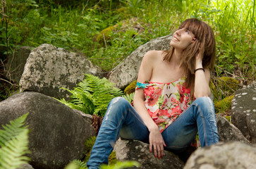 young naked woman in nature