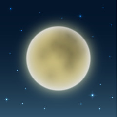 Obraz na płótnie Canvas Full moon on starry sky - eps10
