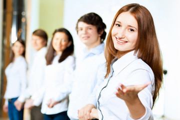 Fototapeta premium Five students smiling