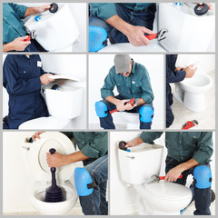 The worker with a plunger