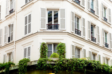 Fototapeta na wymiar zielenią Elewacja - Dom w Paryżu, Francja