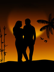 Fototapeta premium Romantic couple at sunset