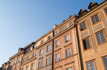 Fototapeta na wymiar Old buildings in Old Town, Warsaw, Poland