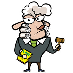 cartoon sheep judge with a gavel and law book