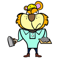 cartoon tiger builder with derby tool
