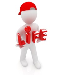 Concept of life-saving with 3d man.3d illustration