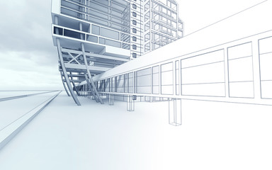 Sketch of the business center. From drawing to implementation.