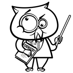 cartoon owl teacher with a pointer and book