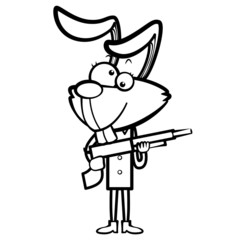 cartoon rabbit hunter with a shotgun