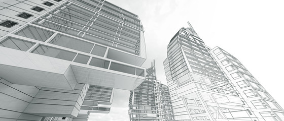 Sketch of the business center. From drawing to implementation.