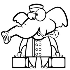 coloring cartoon elephant porter with suitcases