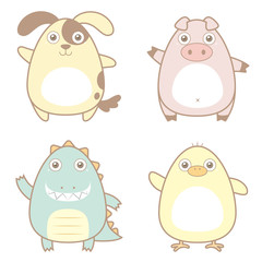 illustration of cute animal icon collection