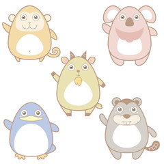 illustration of cute animal icon collection