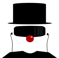 clown with top hat and earphones