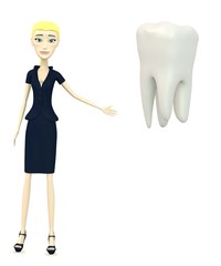 3d render of cartoon character with tooth