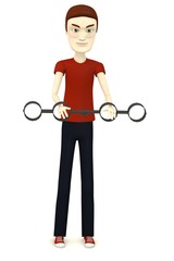 3d render of cartoon character with tortural beam