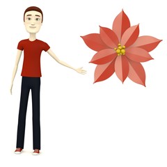 3d render of cartooon character with flower