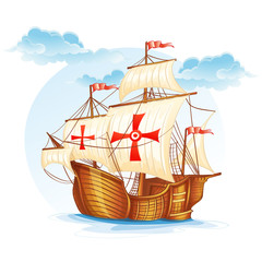 Cartoon image of a sailing ship of Spain