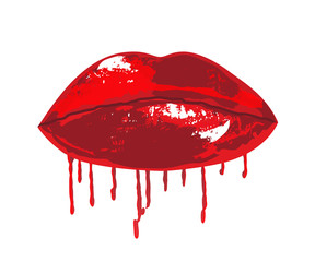 vampire lips with blood