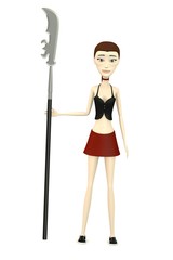 3d render of cartoon character with spear