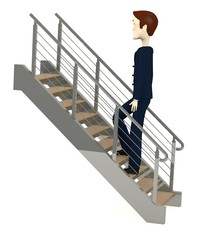 3d render of cartoon character on stairs