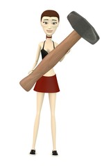 3d render of cartoon character with hammer - for stonework