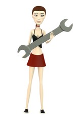 3d render of cartoon character with wrench