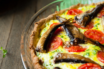Homemade pie with fish and vegetables