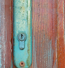 wooden door and lock