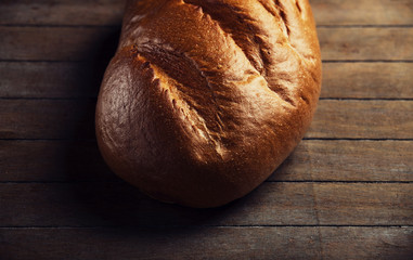 Delicious bread on a wood table
