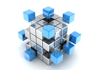 The construction of the cube of the blocks in 3-d visualization