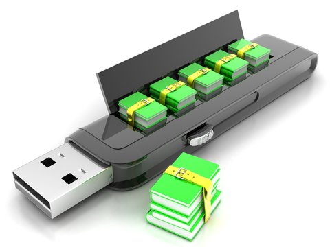 USB flash drive 3D. , Which contains data (archive of the books)