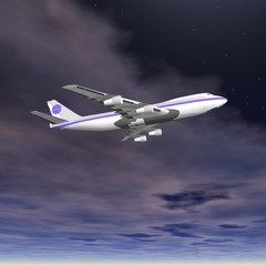 Naklejka na ściany i meble Flying jet airplane. 3D render.