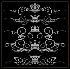 Vector set. Victorian Scrolls and crown.