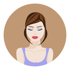 Vector image of a girl with her ​​eyes closed