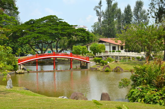 Red Bridge in Japanese Garden, Singapore