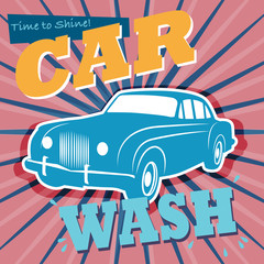 Retro car wash sign, vector illustration
