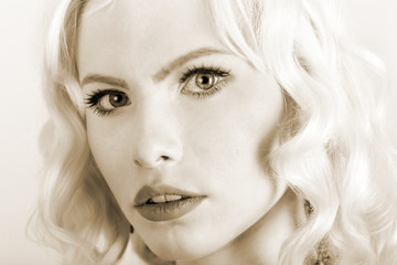 Face of a blond woman