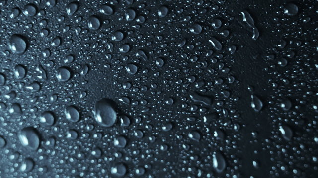 Rain drops on a dark surface