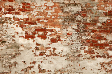 red and white background of the bricks old wall