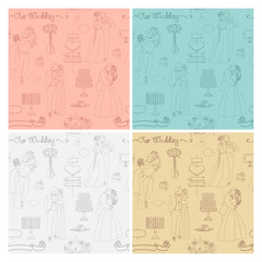 Vector set of seamless wedding patterns