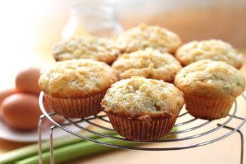 Rhubarb and ginger muffins