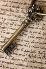 Brass Key on Old Writing