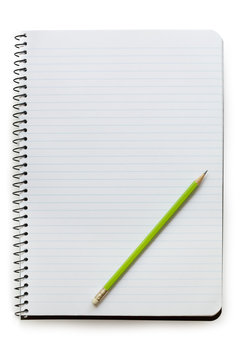 Notepad with Pencil Isolated