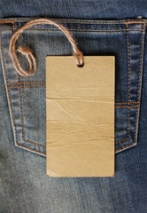 Blank paper label tag on jeans