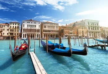 Deurstickers Gondels gondolas in Venice, Italy